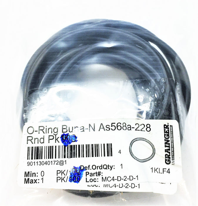 GRAINGER O-Ring Buna-N As568a-228 [Lot of 19] NOS