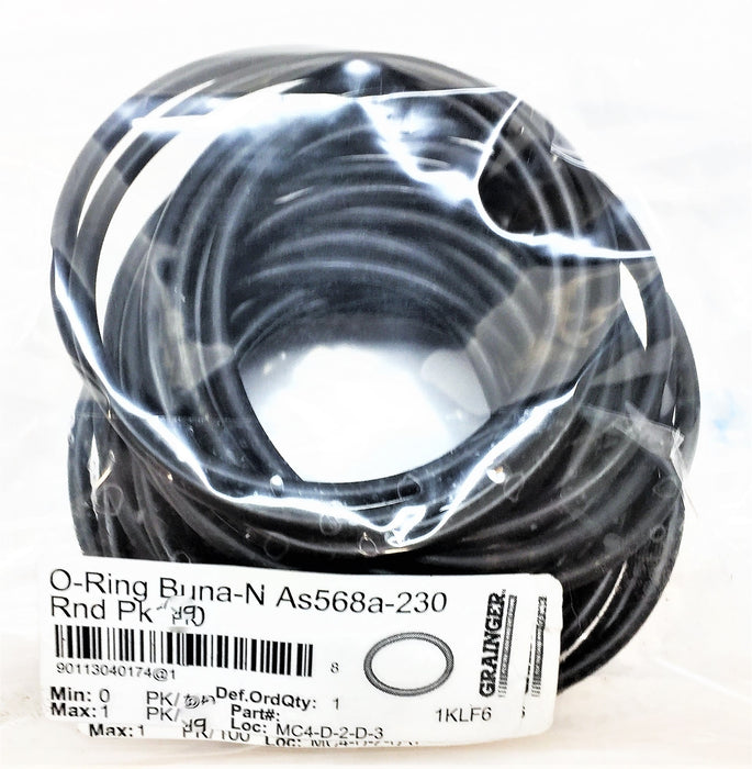 GRAINGER O-Ring Buna-N As568a-230 [Lot of 33] NOS