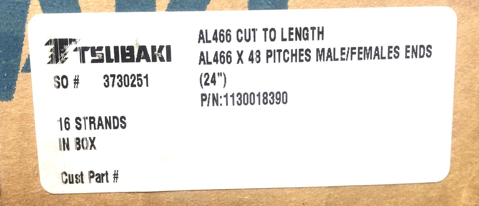 Tsubaki 2 Foot Leaf Chain AL466 (AL4) [Lot of 2] NOS