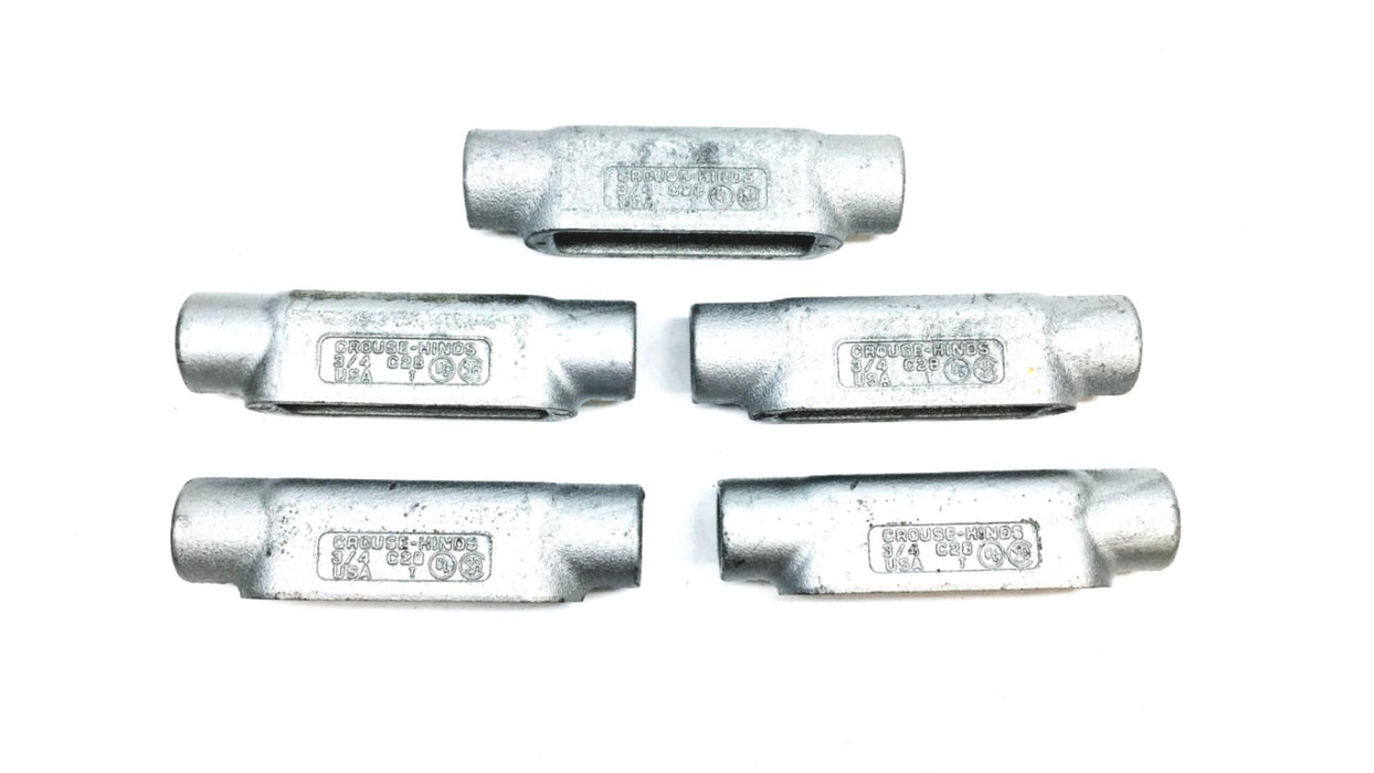 Crouse-Hinds 3/4 Inch Form 8 Conduit Outlet Body 5 Piece Set C28 NOS