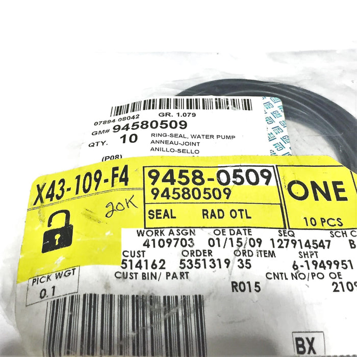 General Motors GM OEM Radiator Outlet Pipe Seal O-Ring 94580509 [Lot of 9] NOS