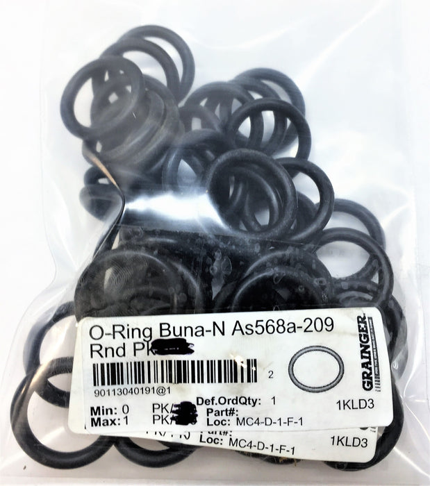 GRAINGER Buna-N O-Ring As568a-209 [Lot of 50] NOS
