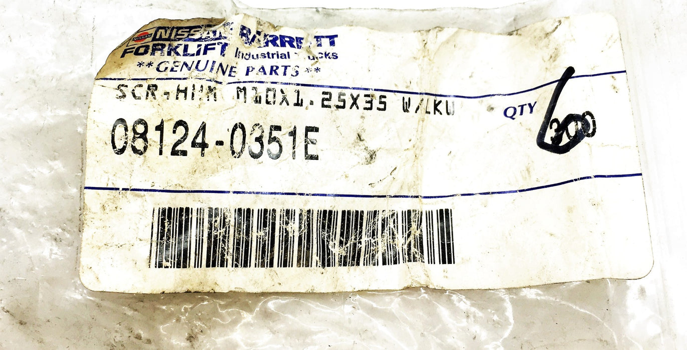 Nissan Forklift Bolt M10X1 25X35 W/LKW 08124-0351E [Lot of 6] NOS