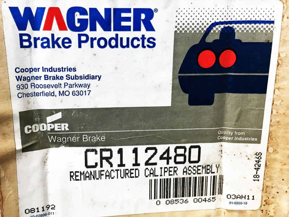 Wagner Disc Brake Caliper CR112480 REMANUFACTURED