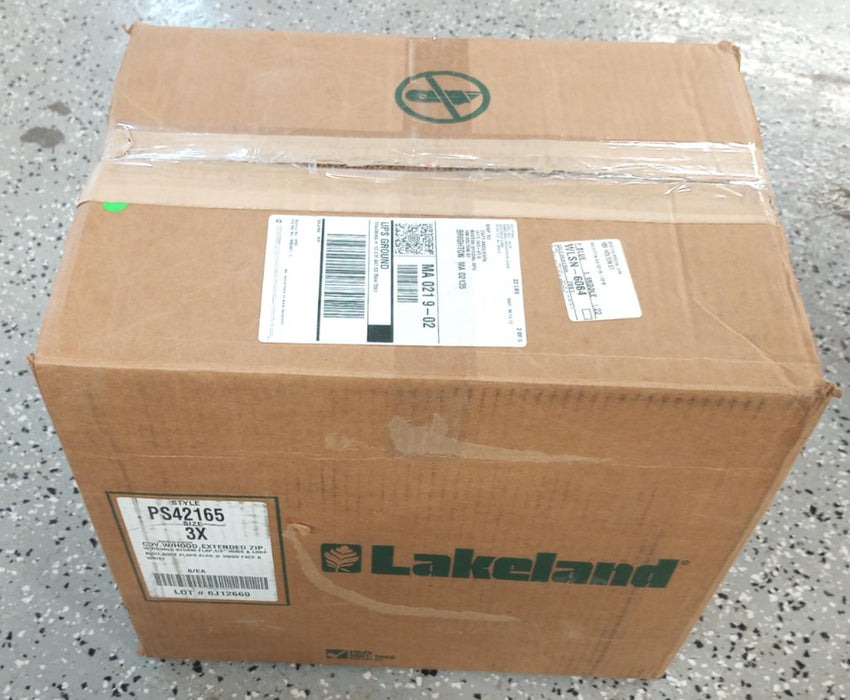 Lakeland ChemMax 4 Suit Attached hood, boots TAN (Case of 6) PS42165 3XL NOS