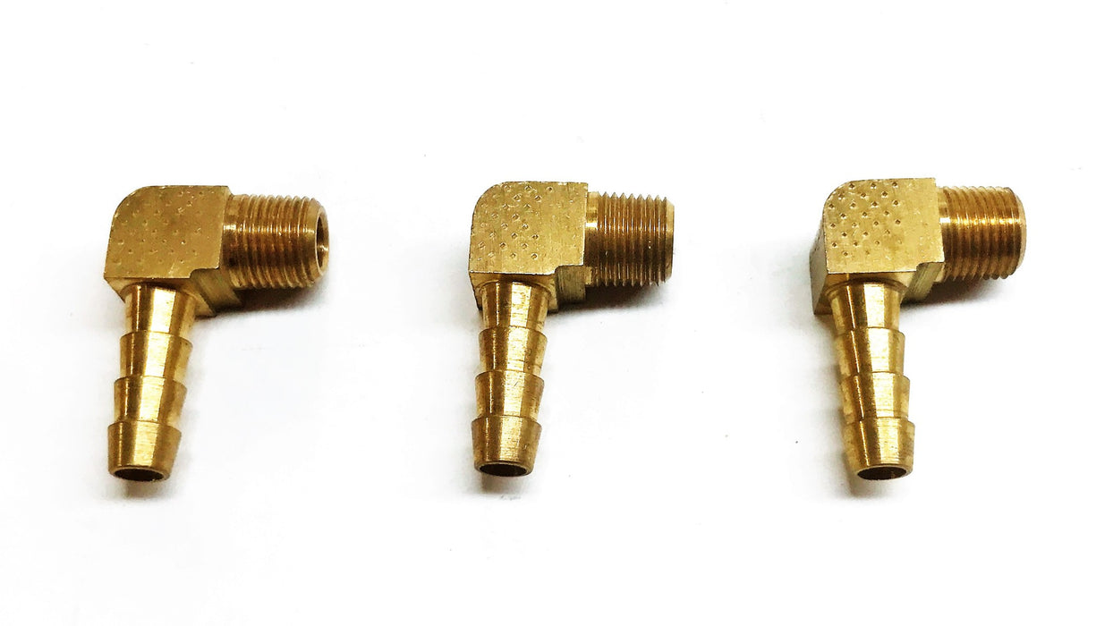 Unbranded 3/16" Barb x 1/8" Male NPT Brass Elbow [Lot of 3] NOS