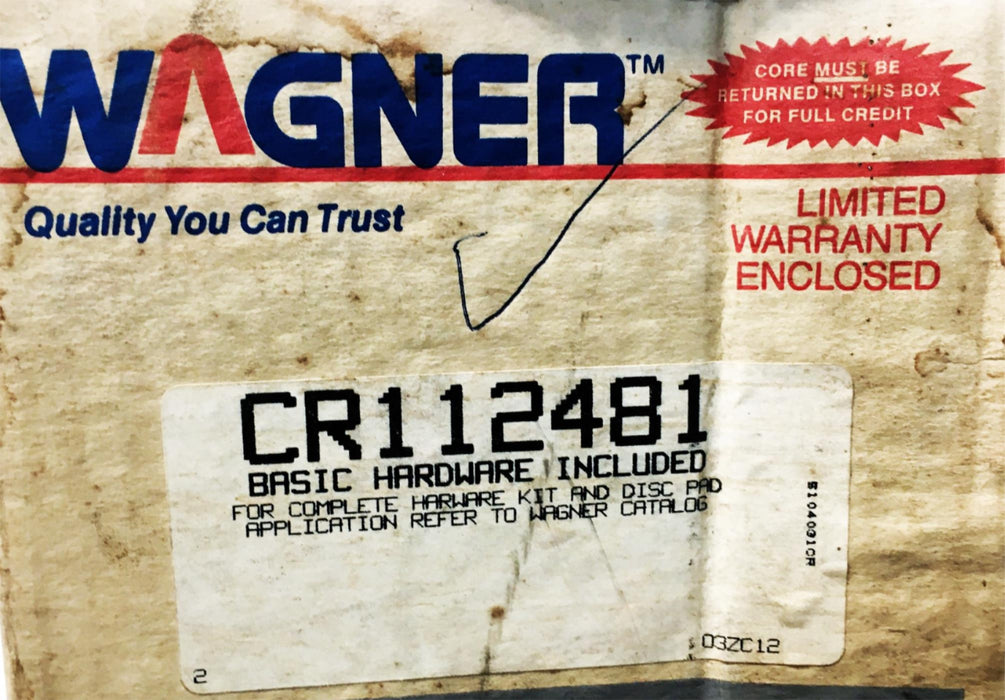 Wagner Disc Brake Caliper CR112481 REMANUFACTURED
