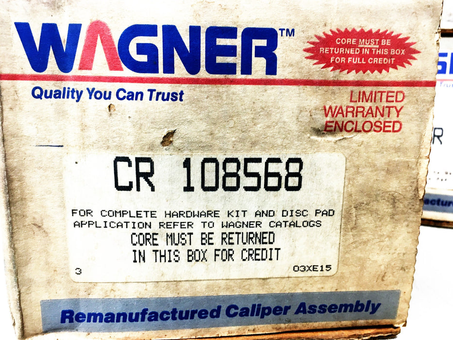 Wagner Disc Brake Caliper CR108568 REMANUFACTURED