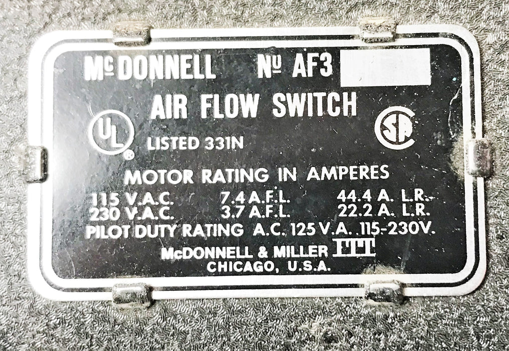 McDonnell Air Flow Switch No. AF3 NOS