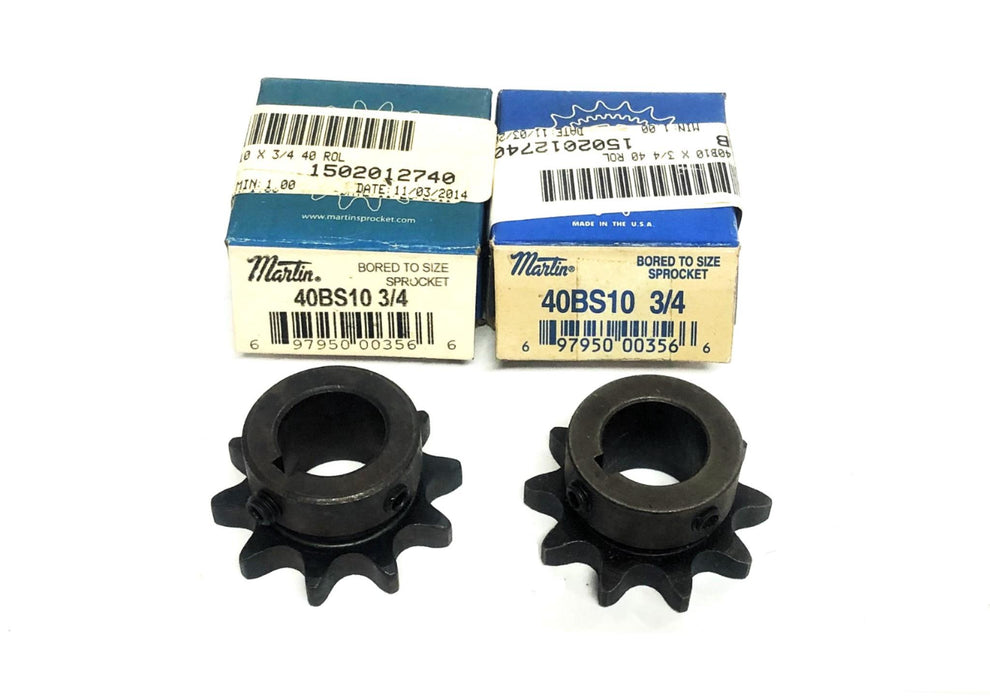 Martin 3/4 Inch Bore 2 Set Screw 10 Tooth Sprocket 40BS10 [Lot of 2] NOS