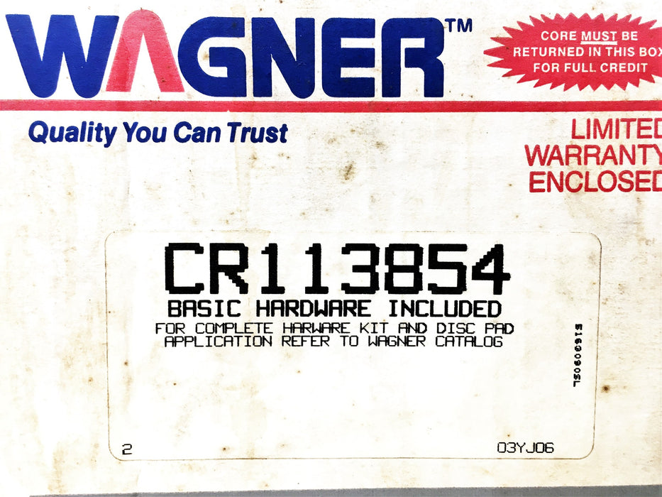 Wagner Disc Brake Caliper CR113854 REMANUFACTURED