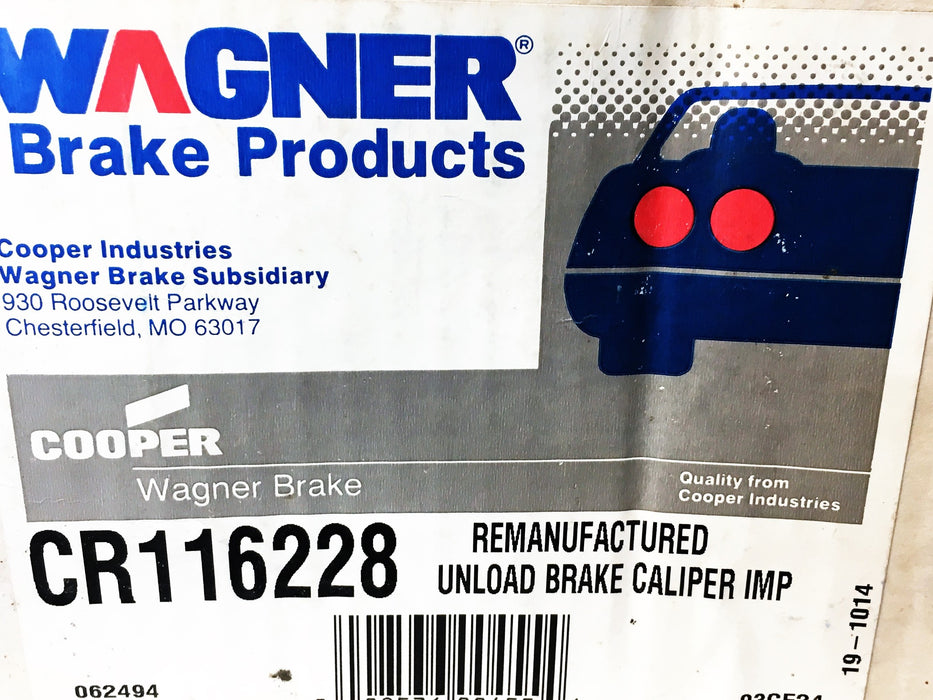 Wagner Disc Brake Caliper CR116228 REMANUFACTURED