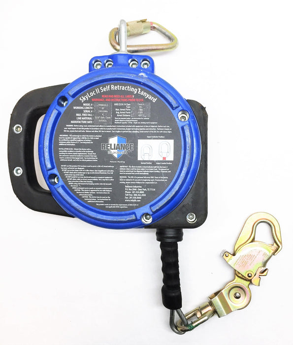 SkyLoc II Self Retracting Galvanized 30' Cable Lifeline 400-030 USED