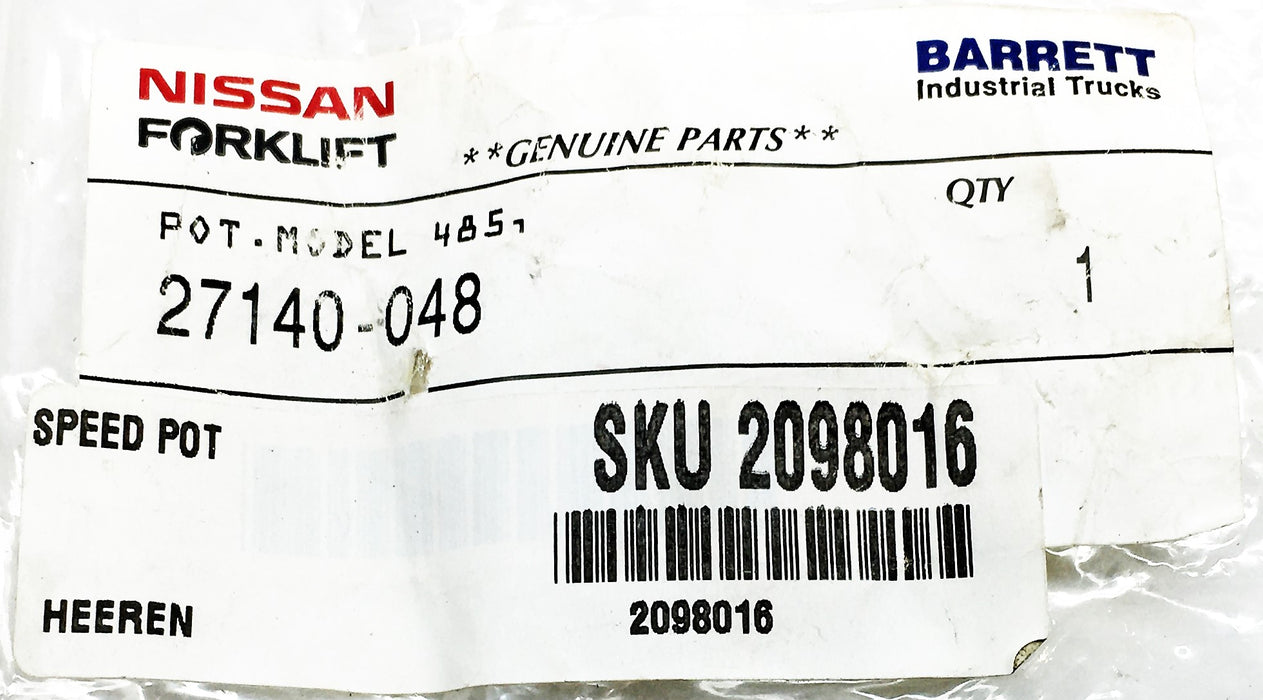 Nissan Barrett Forklift Model 485 Potentiometer 27140-048 NOS