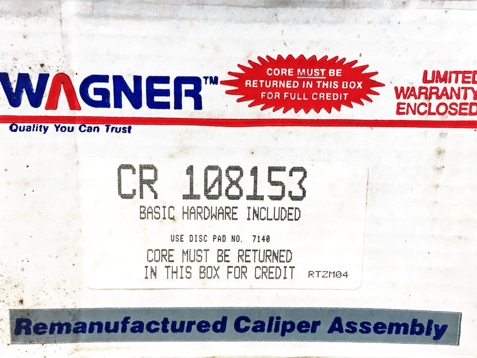 Wagner Disc Brake Caliper CR108153 REMANUFACTURED