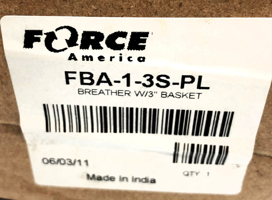 Force America Breather Cap With 3"Basket FBA-1-3S-PL NOS