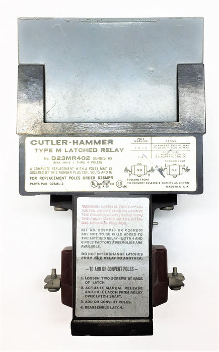 CUTLER-HAMMER Type 'M' Series 'A2' Latched Relay D23MR402 USED