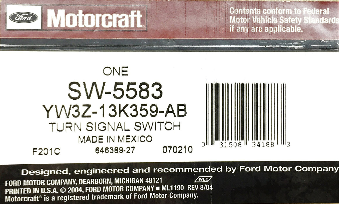 Ford/Motorcraft Turn Signal Switch SW-5583 (YW3Z-13K359-AB) NOS