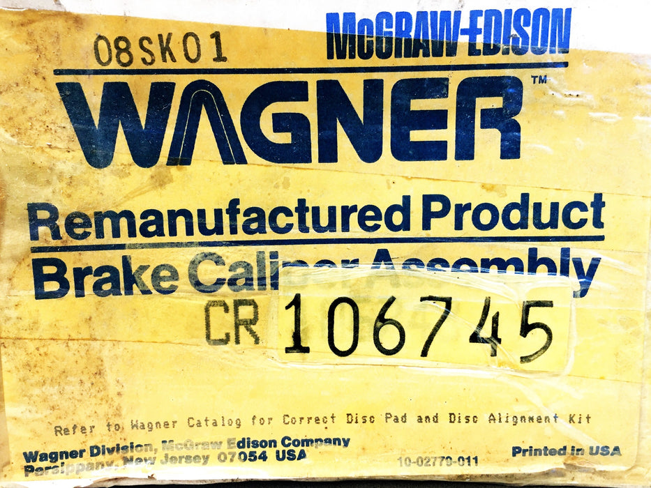 Wagner Disc Brake Caliper CR106745 REMANUFACTURED