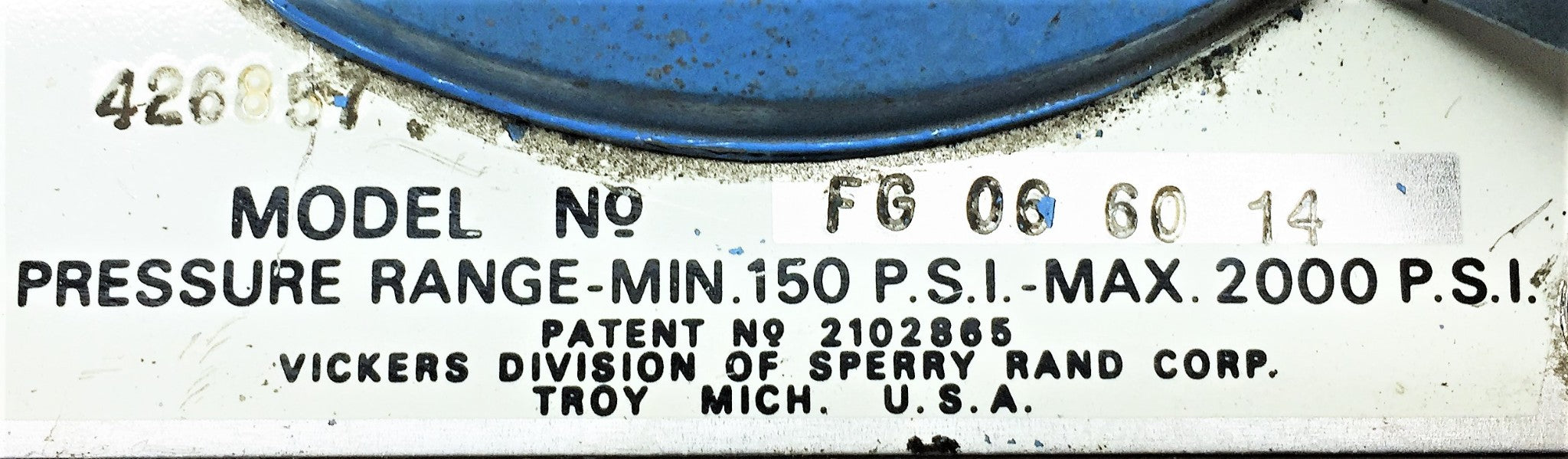 VICKERS/SPERRY Flow Control Valve (MAX P.S.I 2000) FG066014 USED