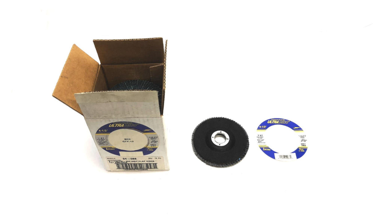 UltraDisc Box of (10) 4-1/2" x 7/8" T27 Z60 Grit Flap Discs 186460N (54-088) NOS