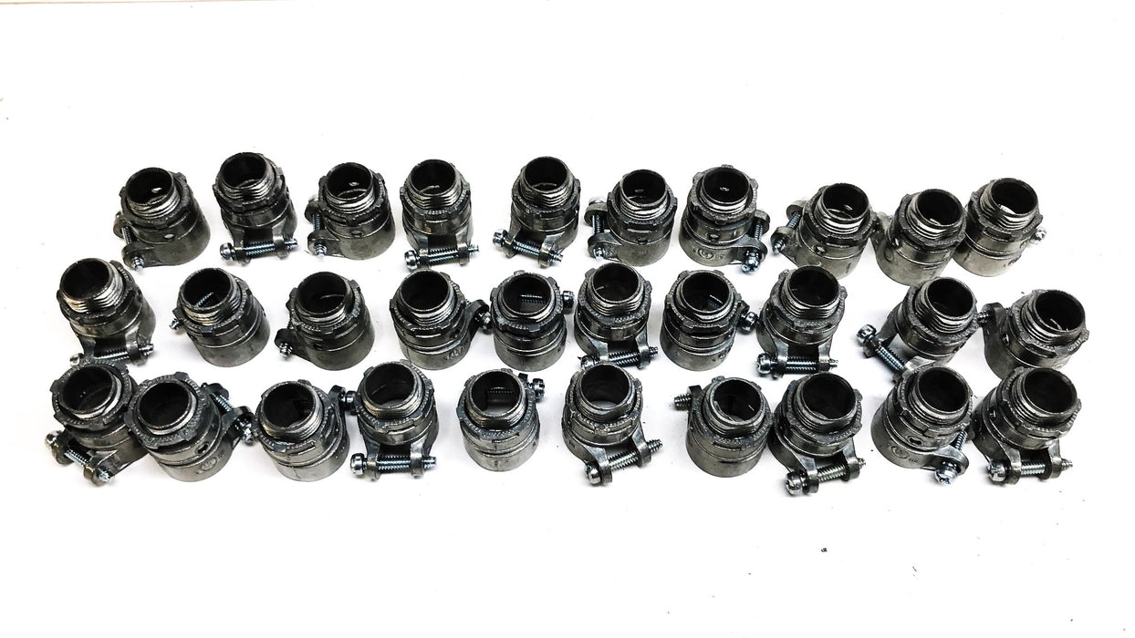 Unbranded 1/2" Zinc Squeeze Clamp Style Connector 6A416G [Box of 30] NOS