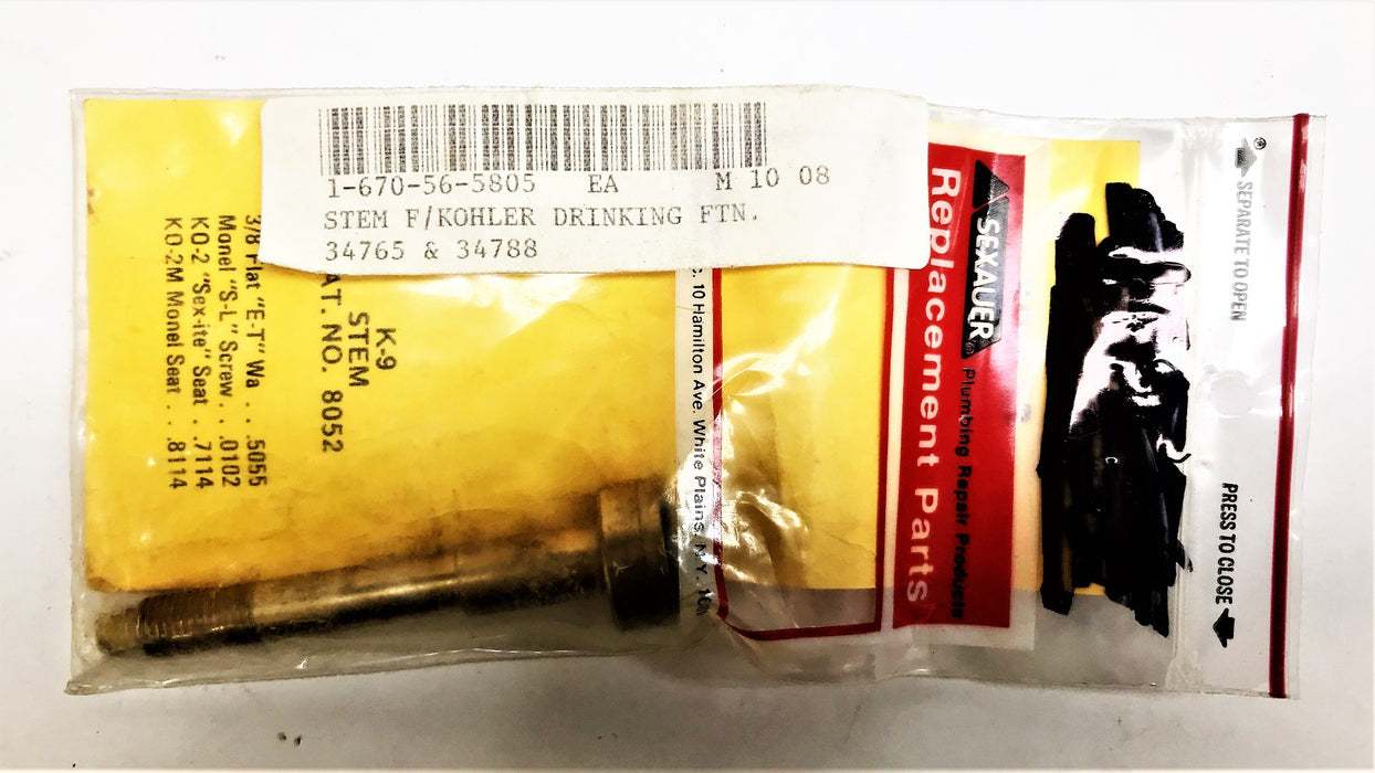 Sexauer Drinking Fountain Stem for Kohler 34765 & 34788 #8052 [Lot of 5] NOS