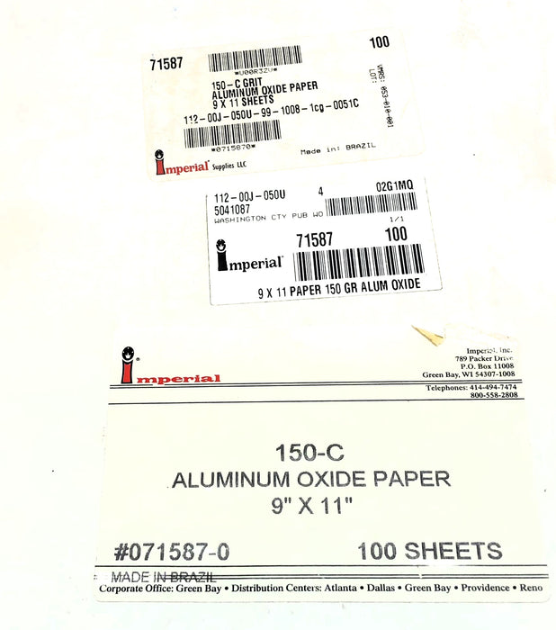 Imperial Box of (100) 150-C 9" x 11" Aluminum Oxide Paper 071587-0 (71587) NOS