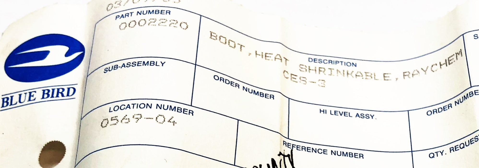 Blue Bird Raychem Heat Shrinkable Wire Boot CES-3 NOS