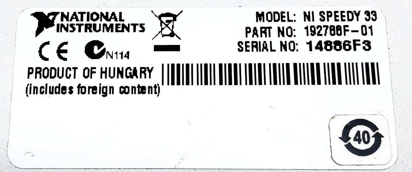 National Instruments 9V 500 mA NI SPEEDY 33 192788F-01 USED