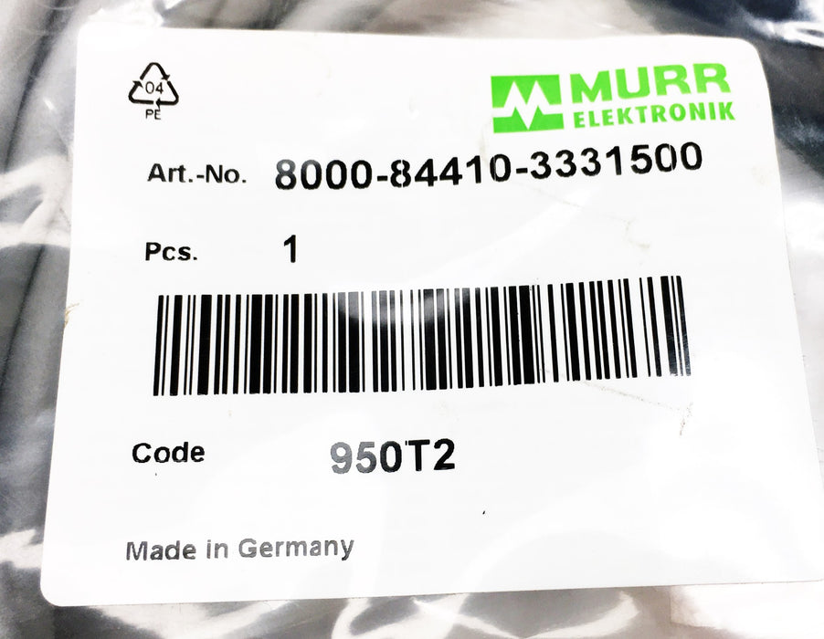 Murr Elektronik Exact 12 4XM12 4 Pole Moulded Cable 8000-84410-3331500 NOS