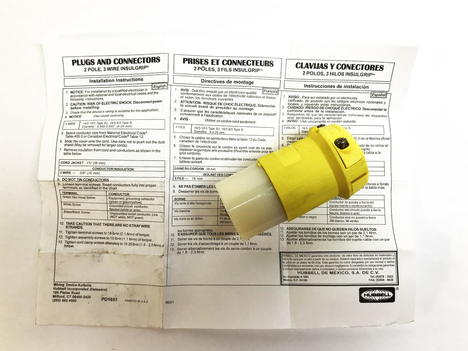 Hubbell 2-Pole 3-Wire Grounding Twist-Lock Screw Terminal HBL23CM13 NOS