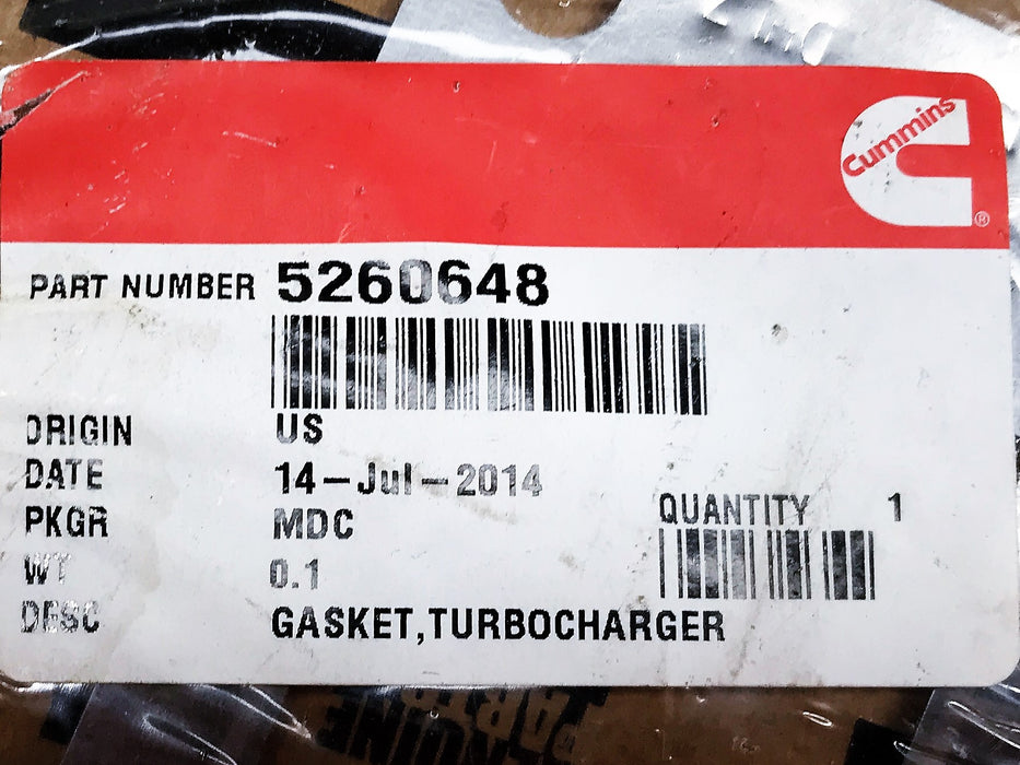 Cummins OEM Turbocharger Gasket 5260678 NOS