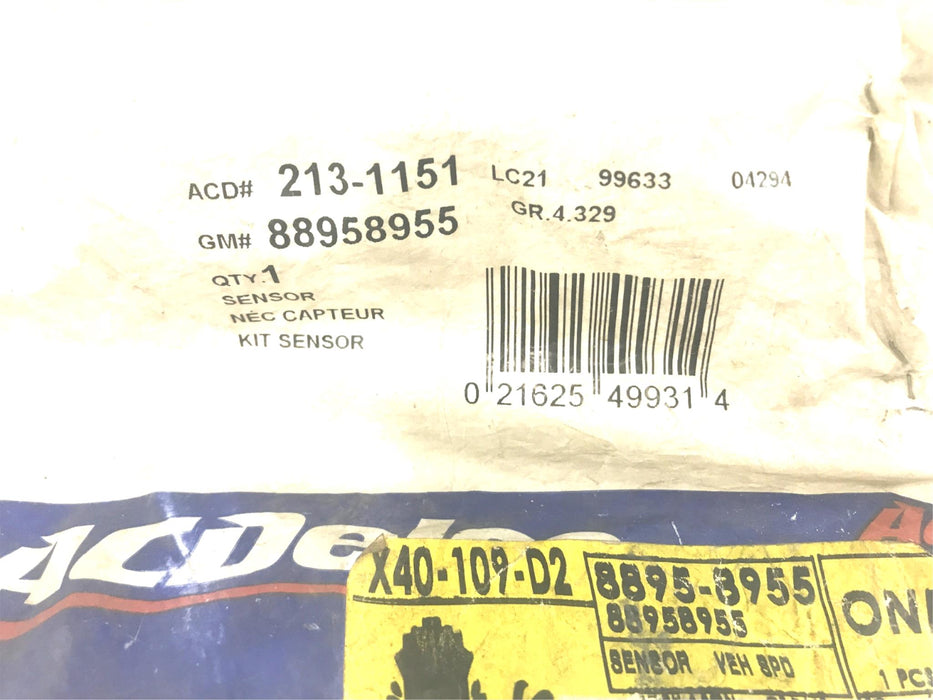 ACDelco Power Speed Sensor 213-1151 (88958955) NOS