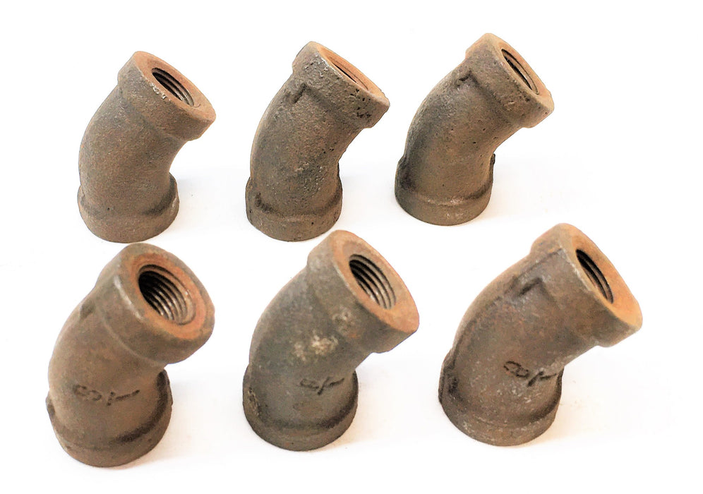 Unbranded 1/8" 45 Degree Angled Pipe Fitting [Lot of 6] B3559X2 NOS