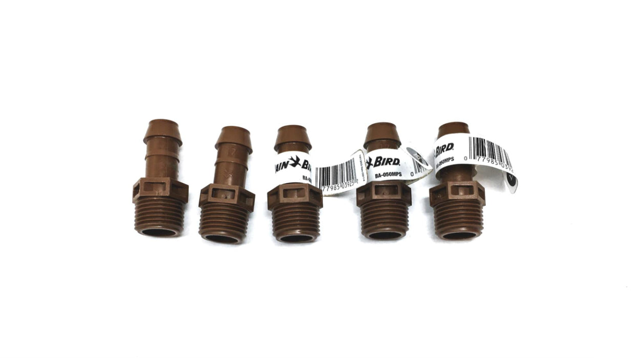 Rain Bird 1/2 Inch Barbed Drip Connector BA-050MPS [Lot of 5] NOS