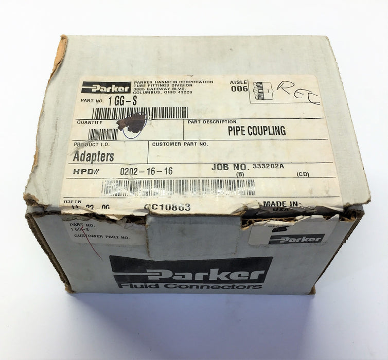 Parker Pipe Coupling Adapter 1-GG-S (1" NPTF X 1" NPTF) [Lot of 2] NOS