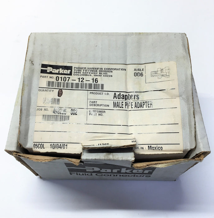 Parker Male Pipe Adapter 0107-12-16 (3/4"-14 NPTF/ 1" NPSM Swivel) NOS