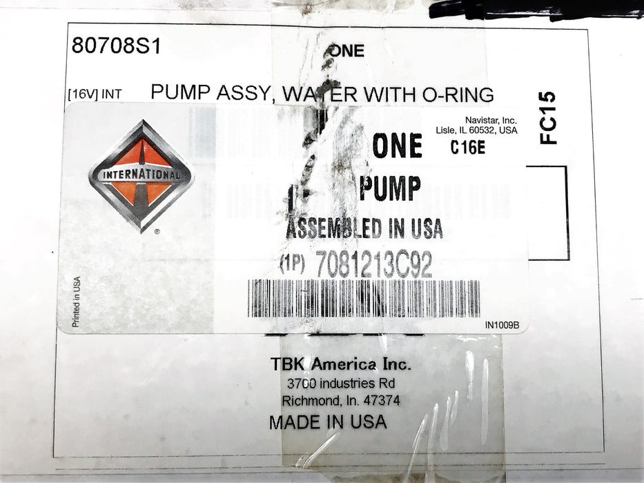International Navistar Water Pump 7081213C92 NOS