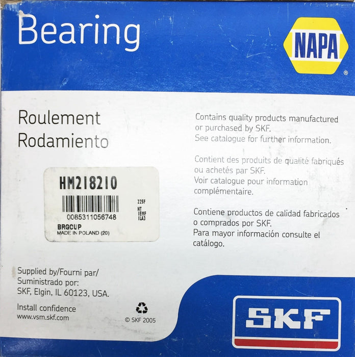 Napa/SKF Bearing Cup HM218210 NOS