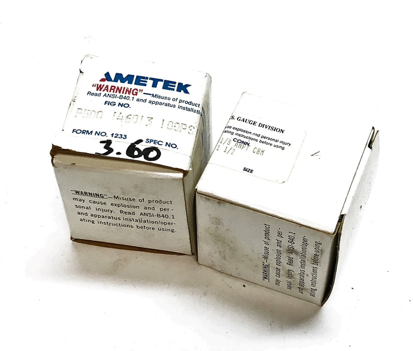 Ametek "P500" 1-1/2" Round 1/8" NPT 0-100 Pressure Gauge 146013 [Lot of 2] NOS