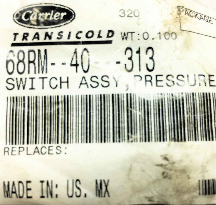 Carrier Compressor Fan High Pressure Switch 68RM-40-313 NOS