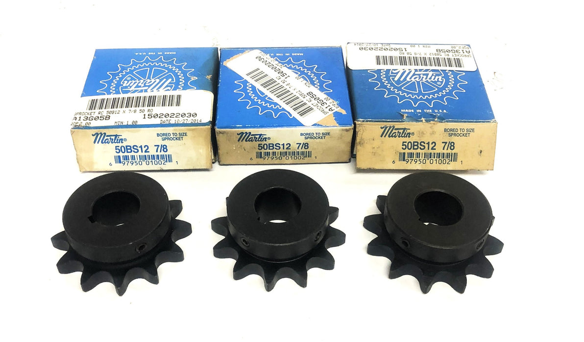 Martin 12 Tooth Sprocket 50BS12-7/8 [Lot of 3] NOS