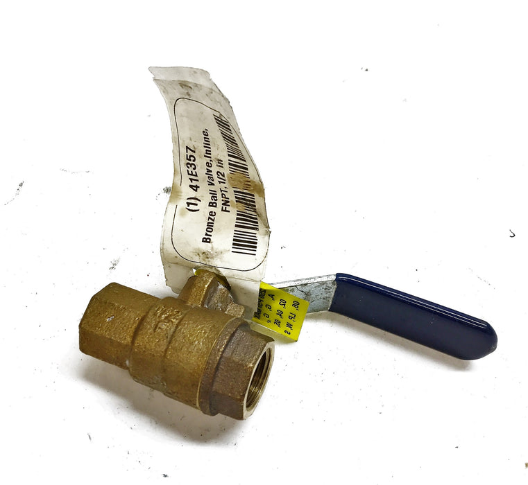 NIBCO 1/2" Inline Bronze Ball Valve 41E357 NOS