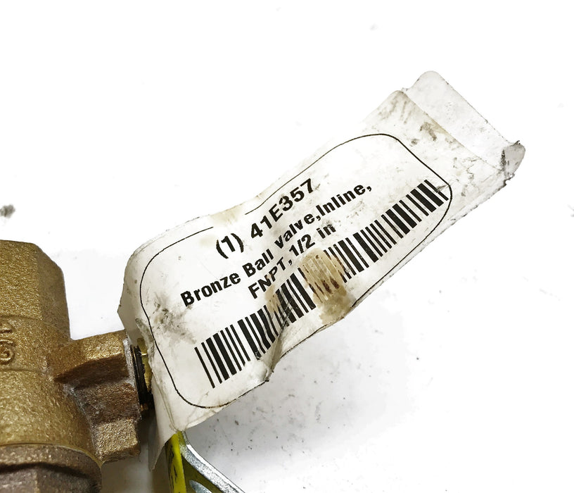 NIBCO 1/2" Inline Bronze Ball Valve 41E357 NOS