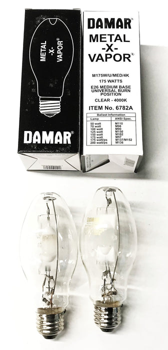 Damar M175W/U/MED/4K Metal-X-Vapor Bulb, 175 Watts, 6782A [Lot of 2] NOS