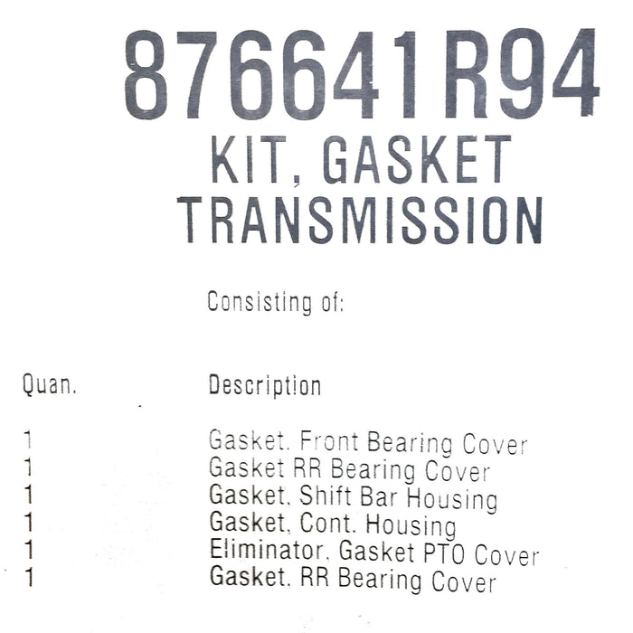 International Transmission Gasket Set 876641R94 NOS