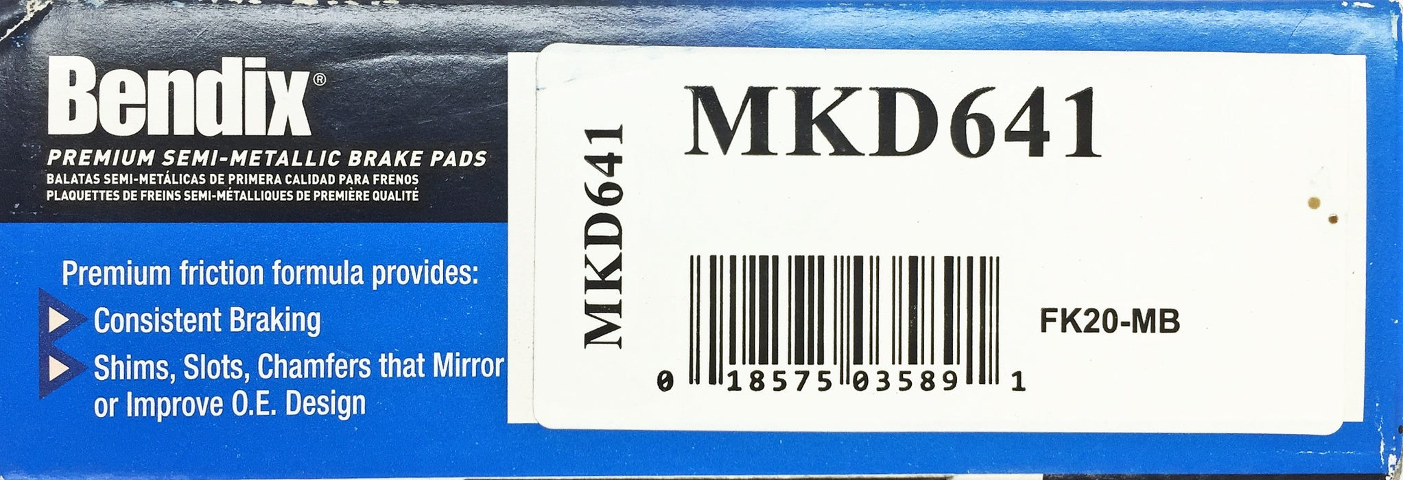 Bendix Premium Semi-Metallic Brake Pad Set MKD641 NOS