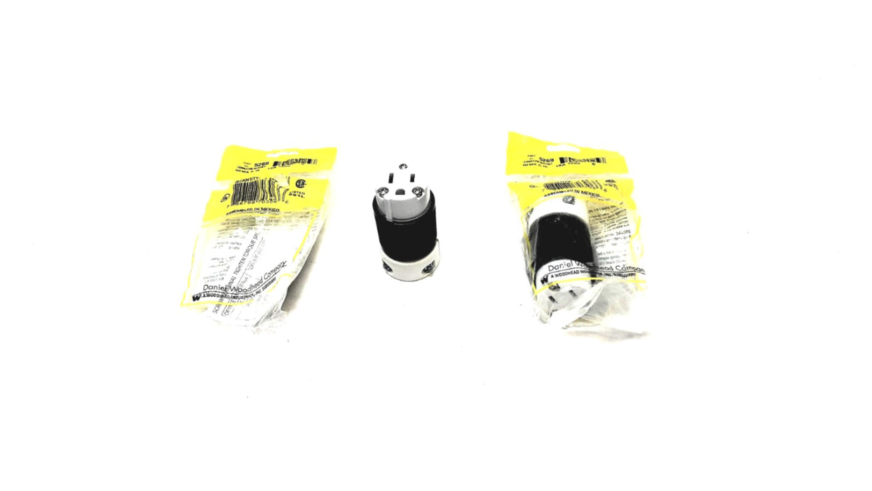 Daniel Woodhead 15A 125V 3-Wire Grounding Connector 5269 [Lot of 2] NOS