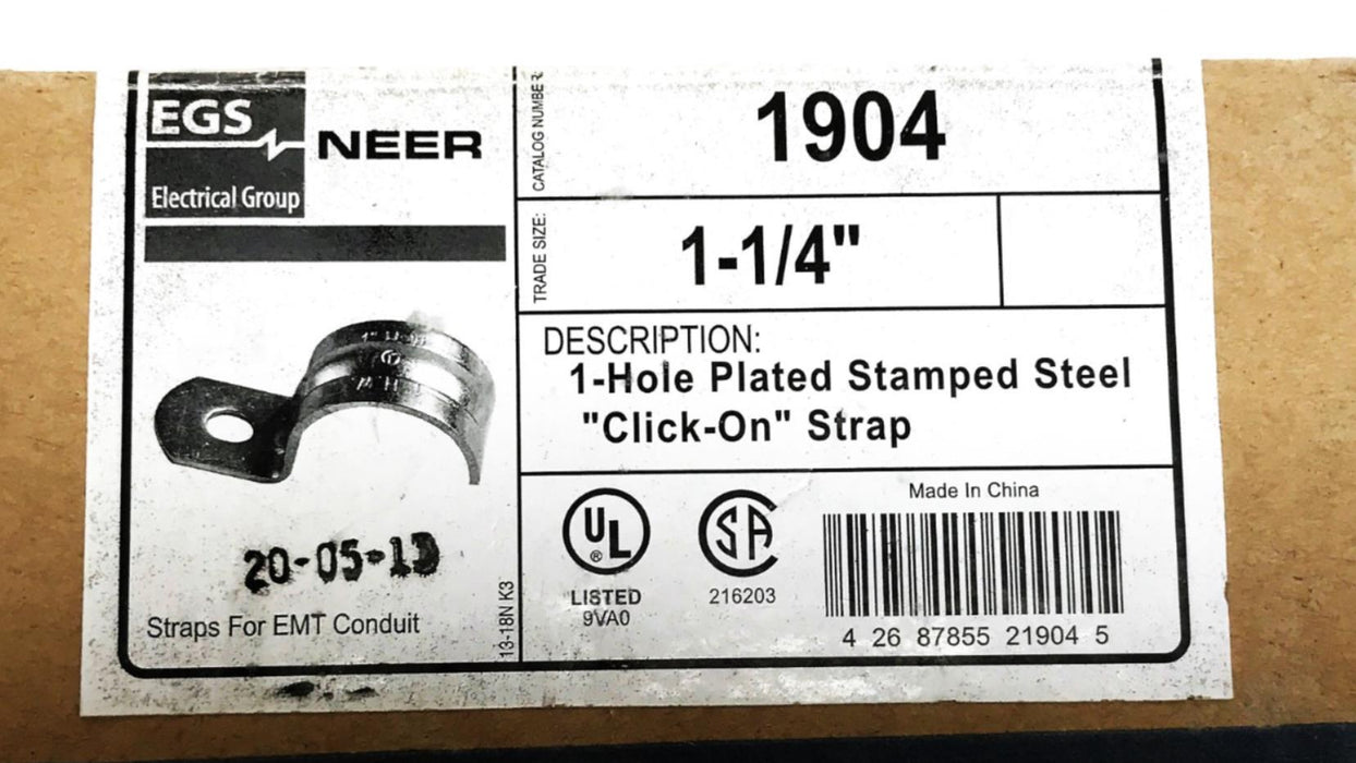 EGS/Neer 1-Hole Plated Stamped Steel 1-1/4"Strap 1904 [Lot of 10] NOS